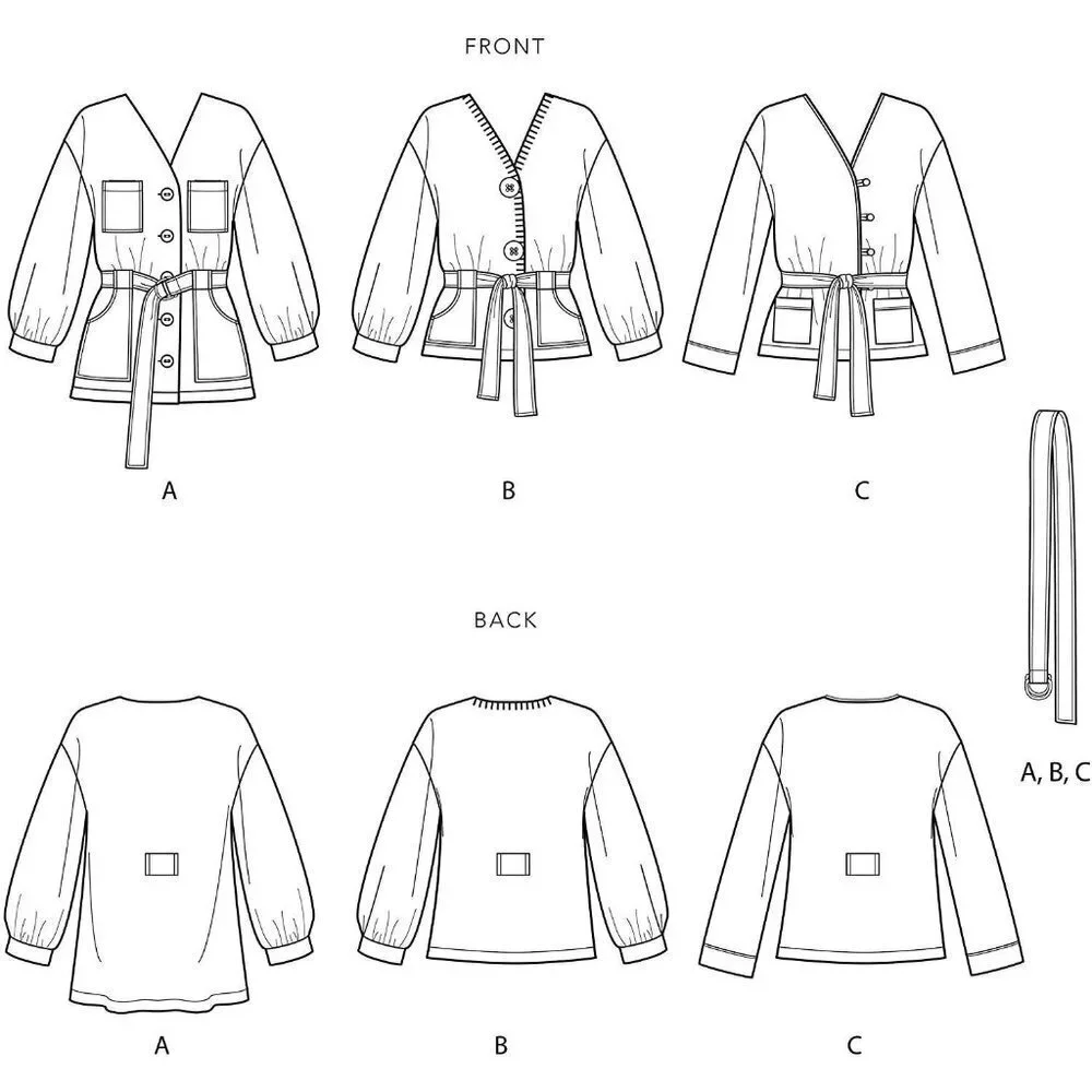Simplicity‎ Sewing Pattern 10427 9047 Unlined Jacket Waist Belt Misses XXS-XXL